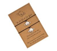 Healvian Lot de 2 Bracelets Couples Ajustables en Corde Tissée à la Main Motif Planète en Alliage Style Univers Bracelet d'Amoureux Décoratif Présent Romantique Léger et Élégant
