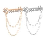 Healvian Lot De 2 Broches À Strass : Chaîne À Pompons Multicouches En Alliage De Zinc Pour Mariés - Épingle De Col De Costume Pour Fêtes De Mariage, Bals De Fin D'année, Événements