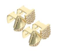 Healvian Lot De 2 Grills Dentaires Hip-hop En Métal Doré Zircone Scintillante, Canines De Vampire Authentiques Pour Femmes Et Hommes, Accessoires Cosplay Halloween, Bijoux Dentaires Taille Unique