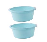 Healvian Lot de 2 Lavabos Plastiques Polyvalents Taille Moyenne Bleu Nordique, Bassines Classiques pour Bains de Pieds et Usage Domestique Fond Antidérapant, Seaux Multifonctions