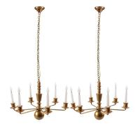 Healvian Lot de 2 lustres miniatures fonctionnels à suspendre pour maison de poupée, chambre à coucher, petites lampes à faire soi-même, accessoires de table à sable 13 cm