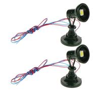 Healvian Lot de 2 Mini Lampes de Signalisation en Acier Inoxydable pour Modélisme Ferroviaire Éclairage Miniature Vert pour Table à Sable Accessoires Décoratifs pour Circuits de Train