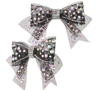 Healvian Lot de 2 Nœuds en Cristaux pour Chaussures Décoration Brillante en Tulle Noir Ab Coloré Dimensions 113 X 75 CM Accessoires Décoratifs pour Mariage Fête et DIY Chaussures