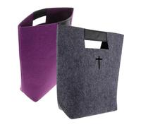 Healvian Lot de 2 Paquet Fourre-Tout Bibliques en Feutre Gris et Violet, Grosse Capacité, Poignée Solide, Mallette à Bible Multifonction pour Courses, Église et Rangement Quotidien