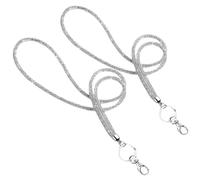 Healvian Lot de 2 Porte-Clés à Strass Argentés avec Lanière pour Téléphone et Cordon Porte-Badge Accessoires pour Bureau Personnel Infirmier et Étudiants Bijou de Cordon Pratique et
