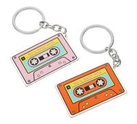 Healvian Lot de 2 Porte-clés en Acrylique Ruban Adhésif, Pendentifs Décoratifs Rose et Orange, Accessoires Suspendus pour Paquet, Présents Créatifs pour Fêtes, Charme Original Artisanat