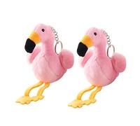 Healvian Lot de 2 Porte-Clés en Peluche Flamant Rose Pendentif Créatif Matériau Solide Décoration de Paquet pour Présents d'Anniversaire Fêtes