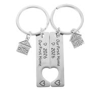 Healvian Lot de 2 Porte-Clés Maison en Acier Inoxydable 2026 Mini Porte-Clés Pendaison de Crémaillère Ornement Clé de Maison pour Nouvelles Propriétaires et Présents de Déménagement