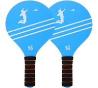 Healvian Lot de 2 Raquettes de Badminton en Bois Massif Épais Bleu Raquettes pour Garçon et Filles et Adultes Ensemble de Jeu de Balle Extérieur Plage Parc et Jardin et Résistantes