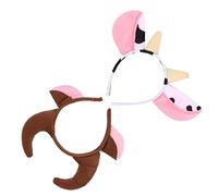 Healvian Lot De 2 Serrage-têtes Cornes De Vache Pour Garçon Et Filles, Taille Unique, Bandeaux Pelucheux Jaune Et Blanc, Accessoires Fête Halloween Et Noël, Légers Et Confortables