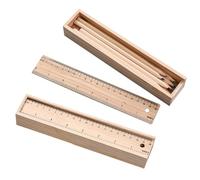 Healvian Lot de 2 Set de Boîtes à Crayons en Bois Massif à Tiroirs Trousse en Bois Rectangulaire Grosse Capacité Rangement pour Fournitures Scolaires et Petits Objets Coffret Solide