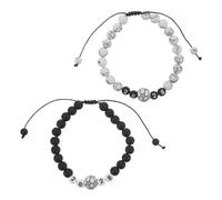 Healvian Lot de 2 set de Bracelets de Football Ajustables 2026 Perles Blanches et Noires Accessoires de Sport pour Supporters Garçons et Filles Bijoux à Breloques Football pour Jours de