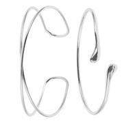 Healvian Lot de 2 set de Bracelets Manchettes Ouverts Ajustables Argentés pour Femmes Manchette de Bras Large Minimaliste et Bijoux de Bras Accessoires Légers et Confortables pour