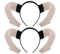 Healvian Lot de 2 -têtes en cornes d'antilope : déguisement d'Halloween, tête de mouton, tête de diable, oreilles de mouton, pour hommes et femmes