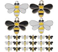 Healvian Lot de 20 Breloques Abeilles en Alliage Finition Goutte D'huile UV Or et Blanc, Pendentifs Légers pour Fabrication de Bijoux Diy, Ornements Abeille pour Colliers et Bracelets