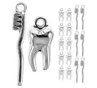 Healvian Lot de 20 Breloques Pendentifs en Métal Forme Dents et Brosses à Dents Accessoires pour Création de Bijoux Colliers Bracelets Matériel DIY Présent Fête Décoration