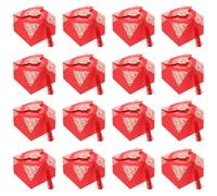 Healvian Lot de 20 Coffrets Présents de Mariage Chinois en Polyester et Papier Boîtes à Bonbons Rouges Double Symbole de Style Traditionnel Petites Boîtes Pompons pour Souvenirs et
