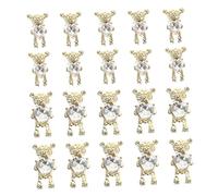 Healvian Lot De 20 Décorations D’ongles Ours 3d Petites Et Grandes Tailles, Breloques En Alliage De Zinc Doré, Accessoires Diy Nail Art Créatifs Pour Manucure à La Maison