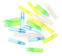 Healvian Lot de 20 Encoches pour Flèches 6 Mm en Plastique Transparent Bleu, Vert, Blanc et Jaune, Accessoires pour Tir à l'arc, Protection de Queue à Encoches, Adapté au Tir à l'arc