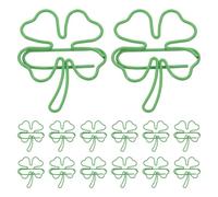 Healvian Lot de 20 Trombones en Acier Forme Trèfle à Quatre Feuilles Vert pour Bureau, Accessoires de Papeterie Multifonctions et Marque-pages, Saint-patrick et Loisirs Créatifs