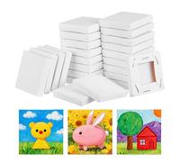 Healvian Lot de 24 Panneaux de Toile à Peindre Vierges Miniatures Cadres d'Art DIY en Toile de Coton Format Carré Bords Arrondis Sécurisés pour Peinture à L'Huile et Aquarelle Usage