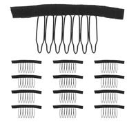 Healvian Lot de 24 peignes à perruques avec clips pour fixer les extensions de cheveux, accessoires à 7 dents, outils de coiffure pour femmes, fabrication de bonnets de perruque, noir