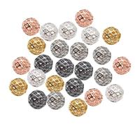 Healvian Lot de 25 Perles Métalliques Creuses 8Mm Cuivre Trou 4Mm Couleurs Or Argenté Brillant Noir Mat Rose Doré et Blanc K Accessoires DIY pour Création de Bijoux Bracelets et