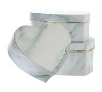 Healvian Lot de 3 Boîtes Présent Forme Cœur en Carton Marbre Blanc, Décoration Saint-valentin pour Fleurs et Gourmandises, Emballage Romantique pour Anniversaires et Fêtes Saisonnières