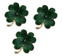 Healvian Lot de 3 Broches Vintage Trèfle à Quatre Feuilles Vert, Alliage Résistant, Épingles Décoratives pour Vêtements, Accessoires Élégants pour Fête et Mode Féminine, Ornement Délicat