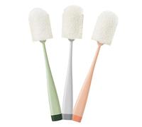Healvian Lot de 3 Brosses à Bouteille Éponge pour Nettoyage Ménager, Goupillon à Long Manche, Brosse à Biberons en Mousse, Couleurs Vert Orange Gris, Cuisine et Biberons, Multi-usage,