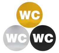 Healvian Lot de 3 Panneaux de Signalisation Wc Muraux Diy, Stickers pour Toilettes Entreprises, Plaques D’identification en Plastique Rigide, Couleurs Or, Argenté et Noir, pour Salles