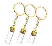 Healvian Lot de 3 Porte-clés Bouteille en Verre Doré Distributeur D'huile Essentielle, Design Élégant et Multifonction pour Paquet à Dos ou Présent