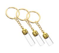 Healvian Lot De 3 Porte-clés Flacon De Parfum En Verre Transparent, Tailles Petit Moyen Grand, Rechargeables, Pour Voyage Et Décoration Suspendue, Bouchon Acrylique Doré