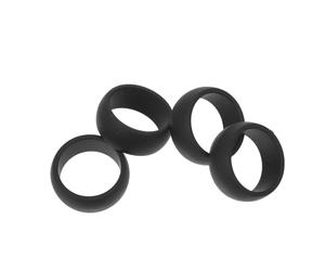 Healvian Lot de 4 Anneaux de Sport en Silicone Souple Noir Taille 7, Bagues Antidérapantes pour Musculation et Entraînement en Salle, Accessoires de Gym Renforçant la Force de Préhension