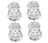 Healvian Lot De 4 Badges De Police Décoratifs Pendentifs Breloques Badges De Costume De Police Décoration Broche Steampunk Épingle À Foulard Badge De Sécurité En Métal