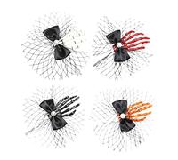Healvian Lot De 4 Barrettes À Cheveux En Forme De Tête De Mort Accessoires Pour Perruques D'Halloween Broche Déguisement De Mariée Cadavre Sanglante -Tête Squelette