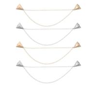 Healvian Lot de 4 Broches à Pompon Triangulaire avec Chaîne pour Col de Chemise Broches Décoratives Dorées et Argentées Accessoires Vintage Unisexes pour Costume Smoking et Foulard