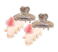 Healvian Lot De 4 Grandes Pinces à Cheveux En Forme De Cœur En Acétate Pince à Griffes Pour Femmes Épais Accessoires Pour Coiffure Quotidienne Coloris Ivoire Et Gris Marbré