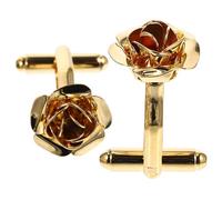 Healvian Lot De 4 Paires De Boutons De Manchette En Forme De Rose Pour Homme Accessoire De Costume Idéal Pour Un Mariage Un Smoking Ou Un Garçon D'Honneur En Cuivre Doré