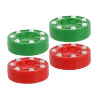 Healvian Lot de 4 Palets d'Entraînement de Roller Hockey Poids Standard en Plastique Solide Rouge et Vert pour Hockey sur Glace Équipement Polyvalent pour Entraînement Intérieur et