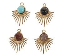 Healvian Lot De 4 Pendentifs Vintage Breloques Naturelles Pour La Fabrication De Bijoux Petits Éclats Formes Superposées Pour Femmes Assortis Pour Cristaux Pierres