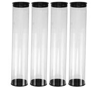Healvian Lot de 4 Tubes de Stockage Vides Transparents pour Balles de Golf, Format Compact 22x4,5 Cm, Boîte Cylindrique Anti-roulement en Plastique, Vitrine Portable pour