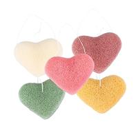 Healvian Lot de 5 Éponges Nettoyantes en Cœur Visage Exfoliantes Hydratantes Pratiques pour Voyage Nettoyage en pour Peau Délicate