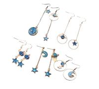 Healvian Lot De 5 Paires De Boucles D'Oreilles À Pompons Style Étoile Pour Femme Bijoux Amusants Pendantes Lune Tendance Irrégulières Fantaisie Tendance Métal