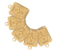 Healvian Lot de 5 Pendentifs Croix Rectangulaires en Acier Inoxydable Doré Breloques DIY pour Colliers Bracelets et Boucles D’Oreilles Accessoires Loisirs Créatifs Finition Placage