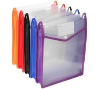 Healvian Lot de 5 Pochettes de Classement A4 Verticales Extensibles en PP Transparent Fermeture à Bouton-Pression Pochettes pour Étiquettes Couleurs Assorties - Organisateur de Documents