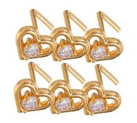 Healvian Lot De 6 Anneaux De Nez En Forme De Cœur Avec Crochet Tordu Décoration Chirurgicale Petits Anneaux De Nez Pour Femmes Africains