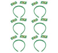 Healvian Lot de 6 Bandeaux pour Cheveux de Sport aux Couleurs du Drapeau Brésilien, Accessoires Coiffure Créatifs Légers et Confortables, Couvre-chefs de Fête pour Supporters de