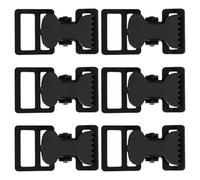Healvian Lot de 6 Boucles Coulissantes Latérales Robustes en Sangle Noire 2 Mm Épaisseur X 27 Mm Largeur, Clips en Métal pour Sangles de Paquet à Dos, Colliers Animaux et Fixation