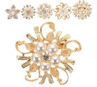 Healvian Lot de 6 Broches de Mariage en Perles Artificielles et Cristaux, Décoration Fleur Élégante pour Vêtements, Écharpes et Accessoires, Broches Féminines Polyvalentes pour Cérémonies